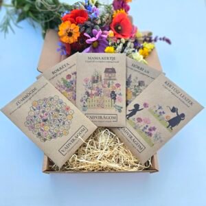 AJÁNDÉK KERTÉSZEKNEK – karton díszdobozban – 5 tasak, 21 gramm virágmag