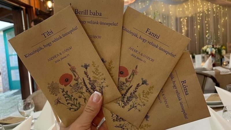 Környezetbarát esküvői köszönőajándék vadvirágos magkeverékkel