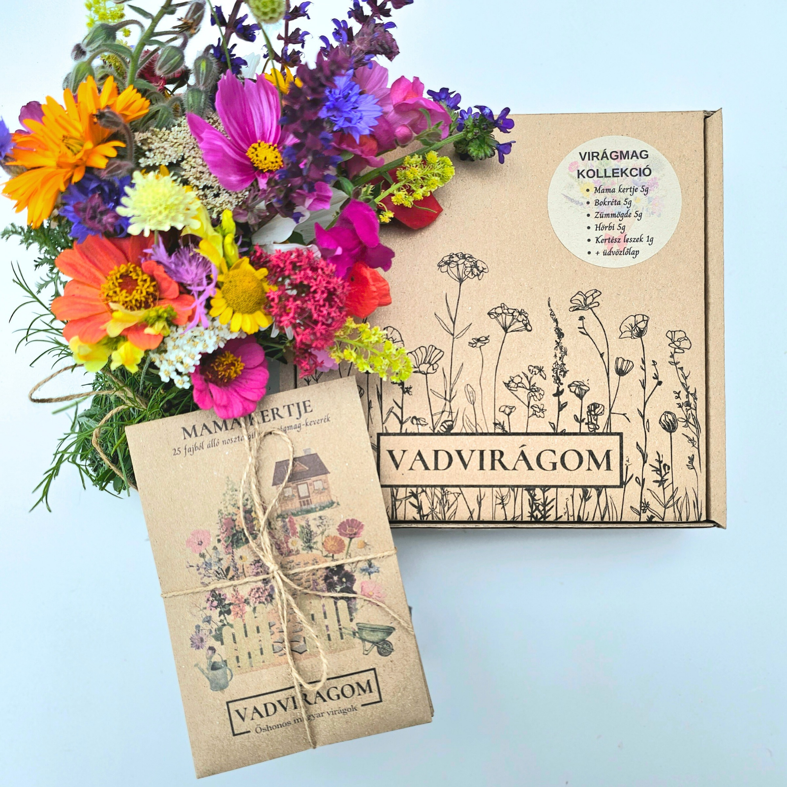 AJÁNDÉK KERTÉSZEKNEK - karton díszdobozban - 5 tasak, 21 gramm virágmag