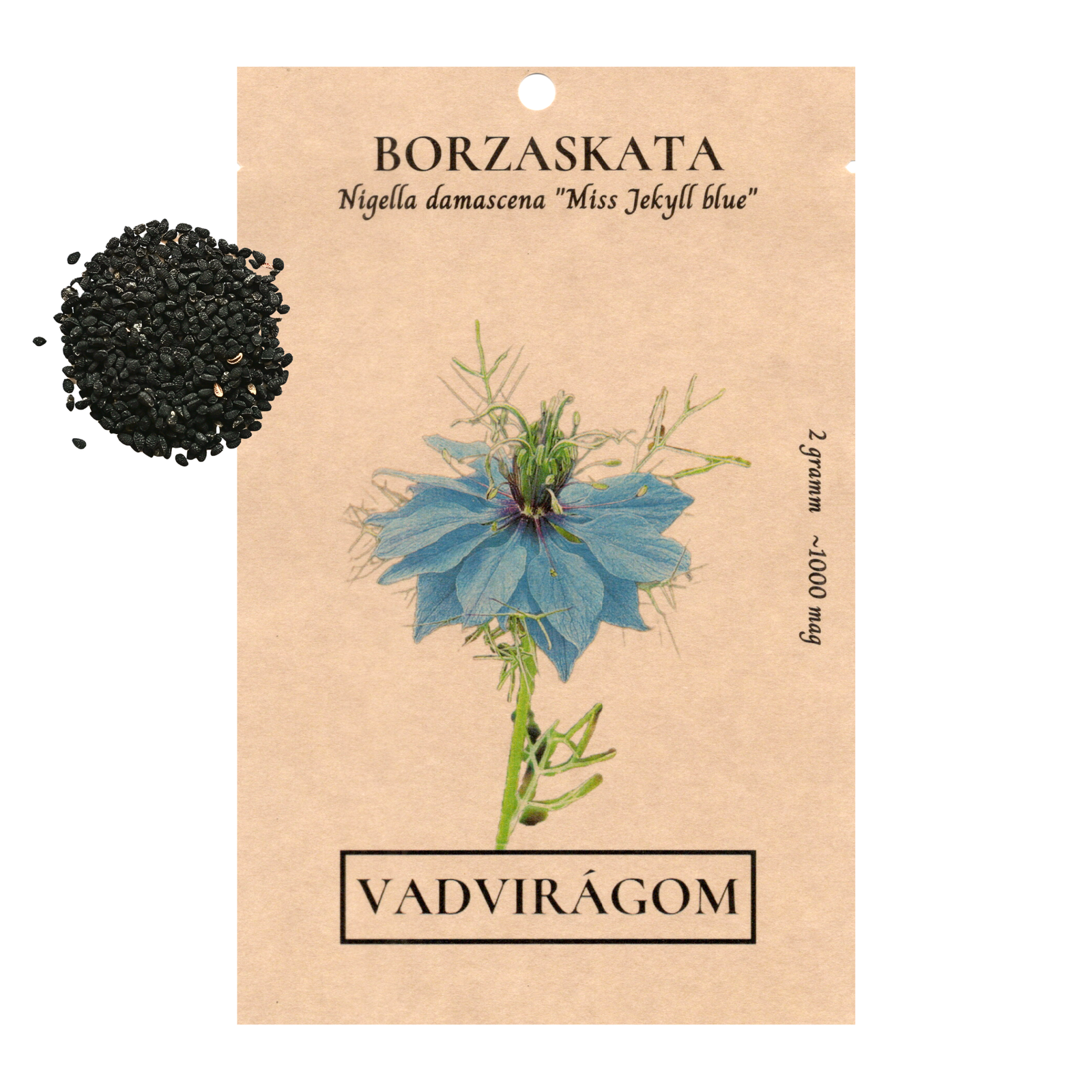 Nigella damascena Miss Jekyll - borzaskata - európai vadvirág nemesített változata
