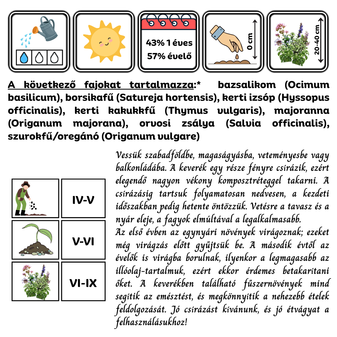 Boszorkánykonyha - fűszermag-válogatás - kerti fűszerek magkeverék