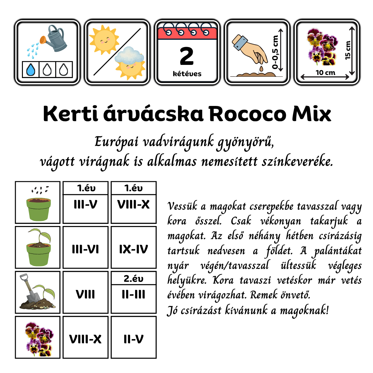 Kerti árvácska (Viola x wittrockiana "Rococo Mix") 0,25g, ~200 mag - Image 2